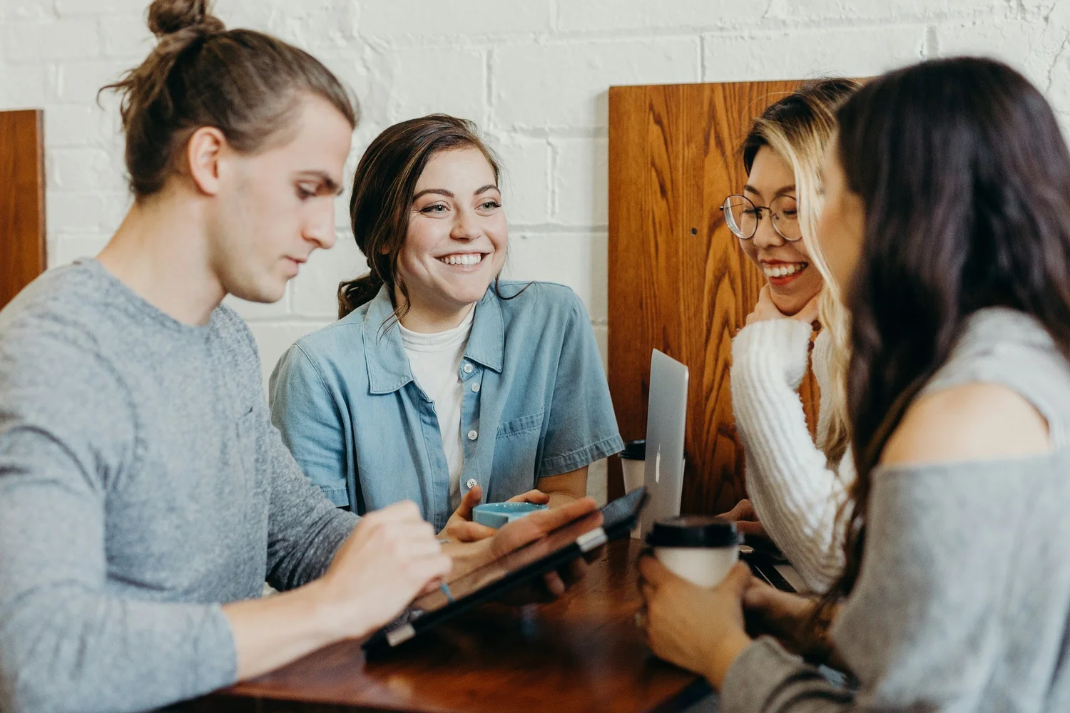 Fundraising professionals collaborating around a table